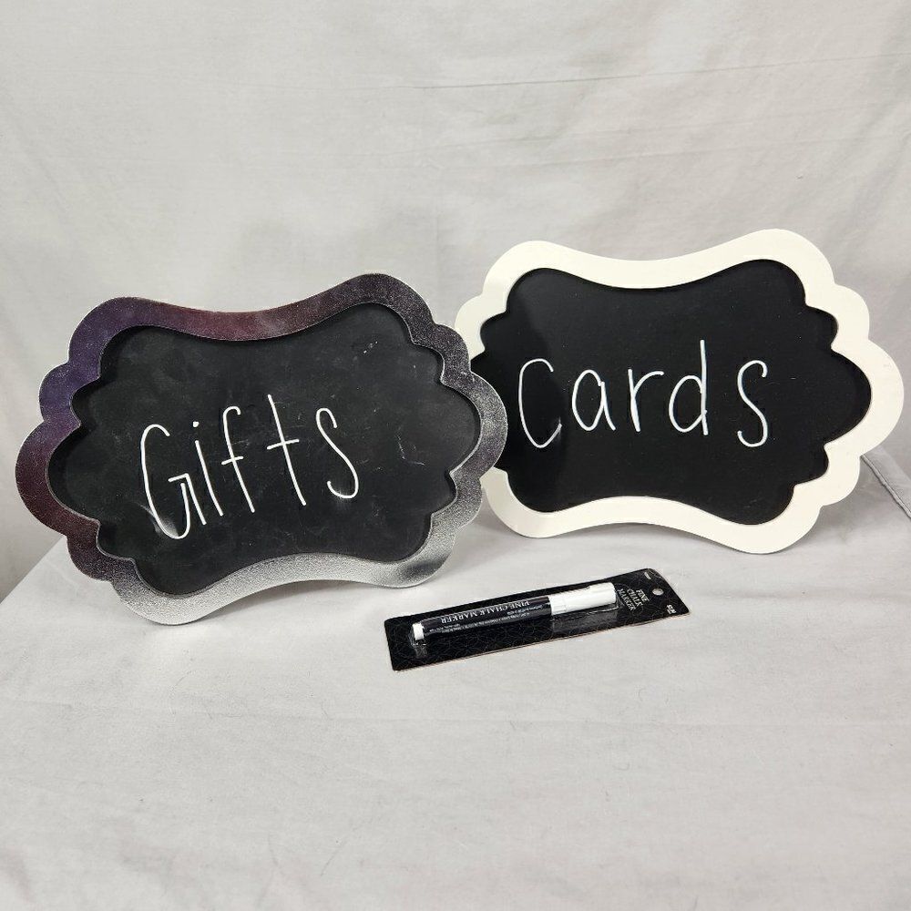 2 Small Chalkboard Easels Wedding Party With Chalk Marker White Silver